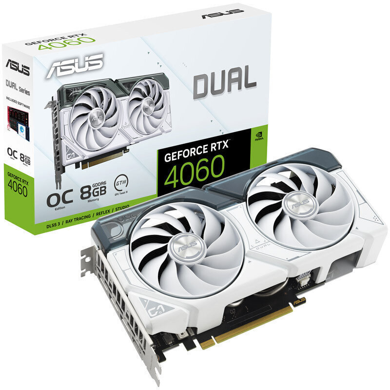 Asus Dual GeForce RTX 4060 OC White Edition цена и информация | Videokaardid (GPU) | kaup24.ee