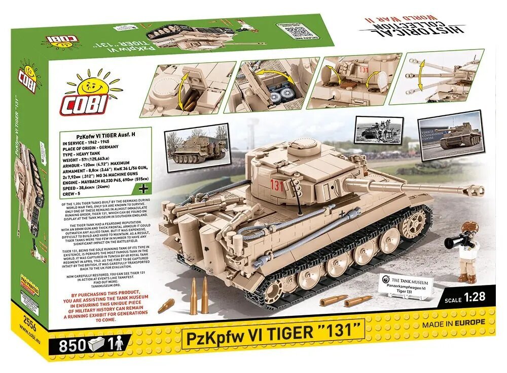 Plastkonstruktorid Cobi Panzerkampfwagen VI Tiger 131, 1/28, 2556 hind ja info | Klotsid ja konstruktorid | kaup24.ee