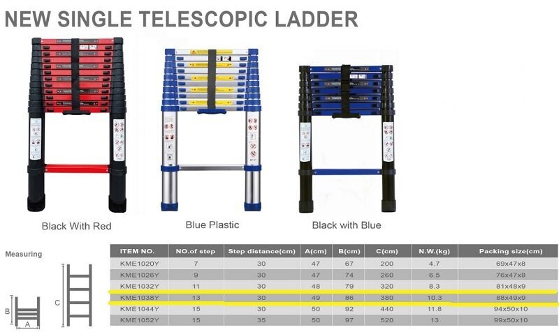 Teleskoopredel Bauswern, 13 astet, 3,8 m цена и информация | Käsitööriistad | kaup24.ee