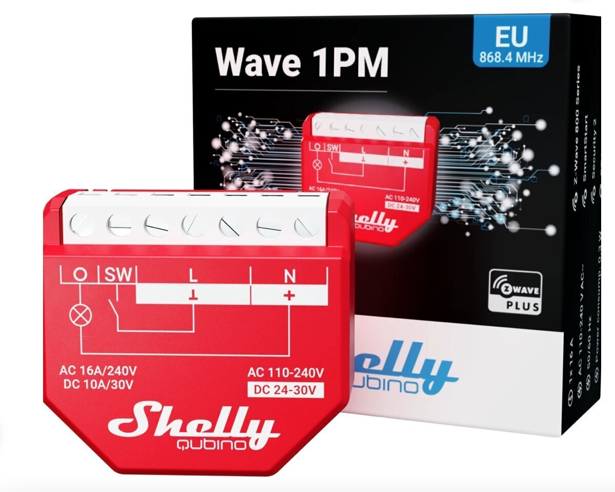 Nutikas relee koos mõõtmisfunktsiooniga Shelly Qubino Wave Z-Wave hind ja info | Lülitid ja pistikupesad | kaup24.ee