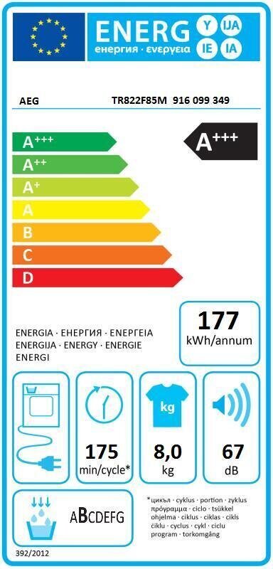 AEG TR822F85M цена и информация | Pesukuivatid | kaup24.ee