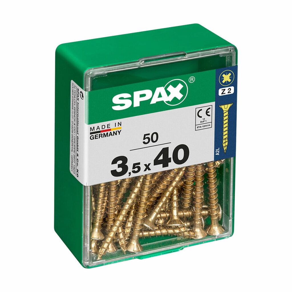 Kruvide karp Spax Yellox Puit Lame pea 50 tk (3,5 x 40 mm) цена и информация | Käsitööriistad | kaup24.ee