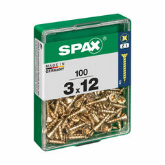 Kruvide karp Spax Yellox Puit Lame pea 100 tk (3 x 12 mm) hind ja info | Käsitööriistad | kaup24.ee