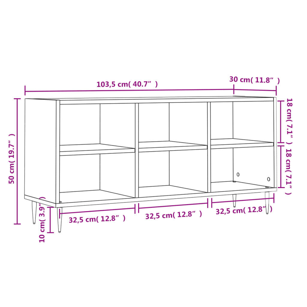 vidaXL telerikapp, betoonhall, 103,5 x 30 x 50 cm, tehispuit hind ja info | TV alused | kaup24.ee