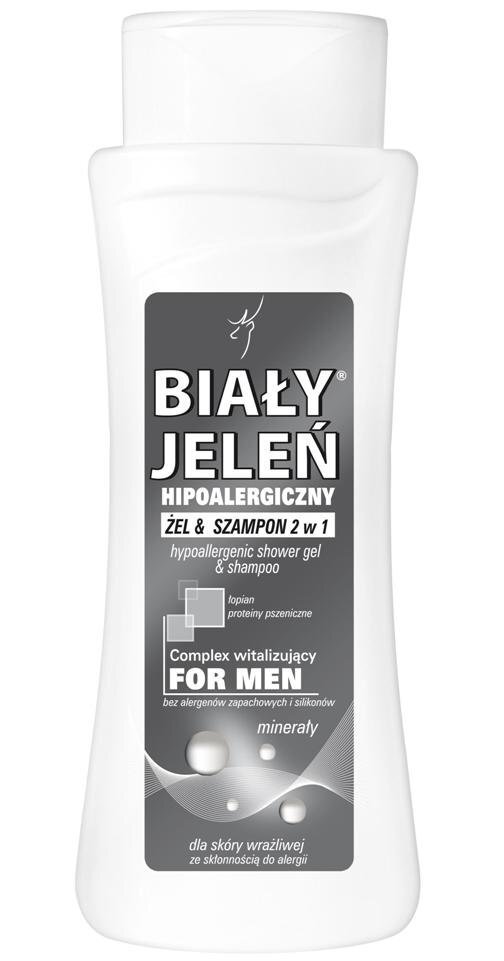 Dušigeel ja šampoon kaks ühes Bialy Jelen 2in1 for men Mineraly 300 ml цена и информация | Dušigeelid, õlid | kaup24.ee