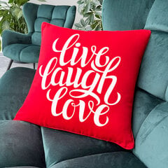 Dekoratiivne padi Live, Laugh, Love, punane hind ja info | Originaalsed padjad, padjakatted | kaup24.ee