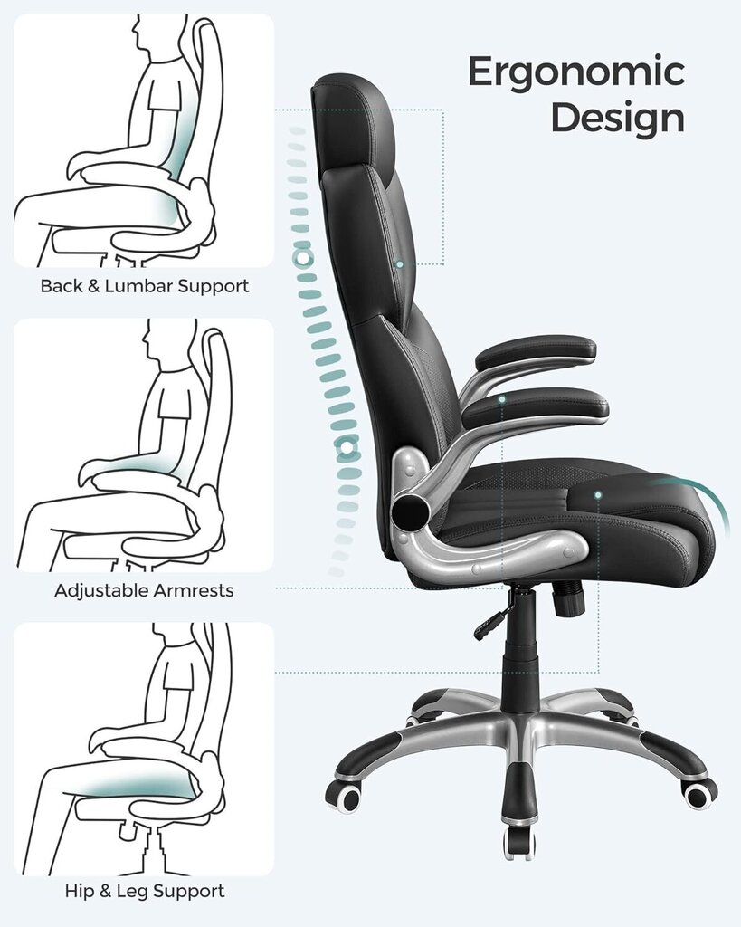 Kontoritool Songmics OBG064B01, must hind ja info | Kontoritoolid | kaup24.ee