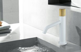 Madala kraanikausi segisti Mexen Rumba One, valge ja kuldne hind ja info | Vannitoa segistid | kaup24.ee