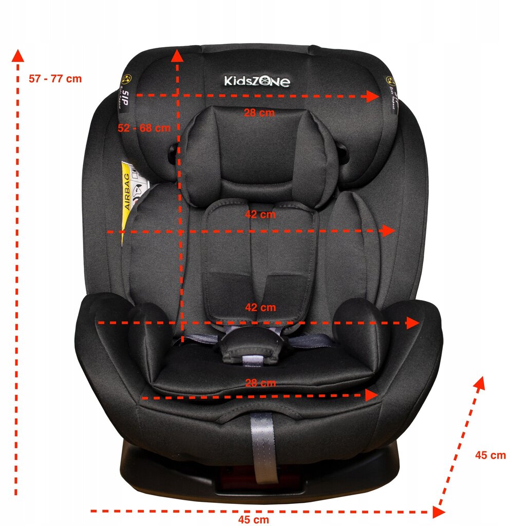 Turvahäll 360° Isofix, must, 0-36 kg Kids Zone YC06 hind ja info | Turvatoolid | kaup24.ee