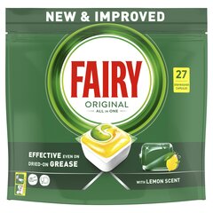 Fairy All in One Lemon nõudepesumasina kapslid, 27 tk hind ja info | Nõudepesuvahendid | kaup24.ee