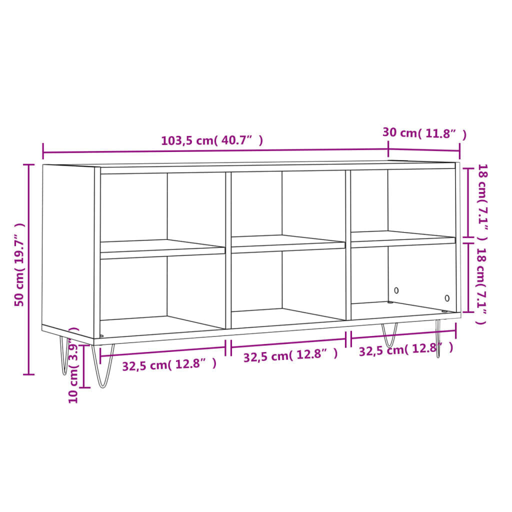 vidaXL telerikapp, hall Sonoma tamm, 103,5 x 30 x 50 cm, tehispuit цена и информация | TV alused | kaup24.ee