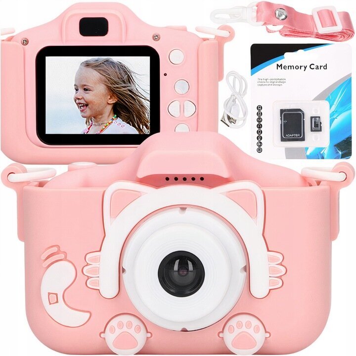 Kaamera lastele kassipoeg Vess full hd + 32gb microSD kaart цена и информация | Fotoaparaadid | kaup24.ee