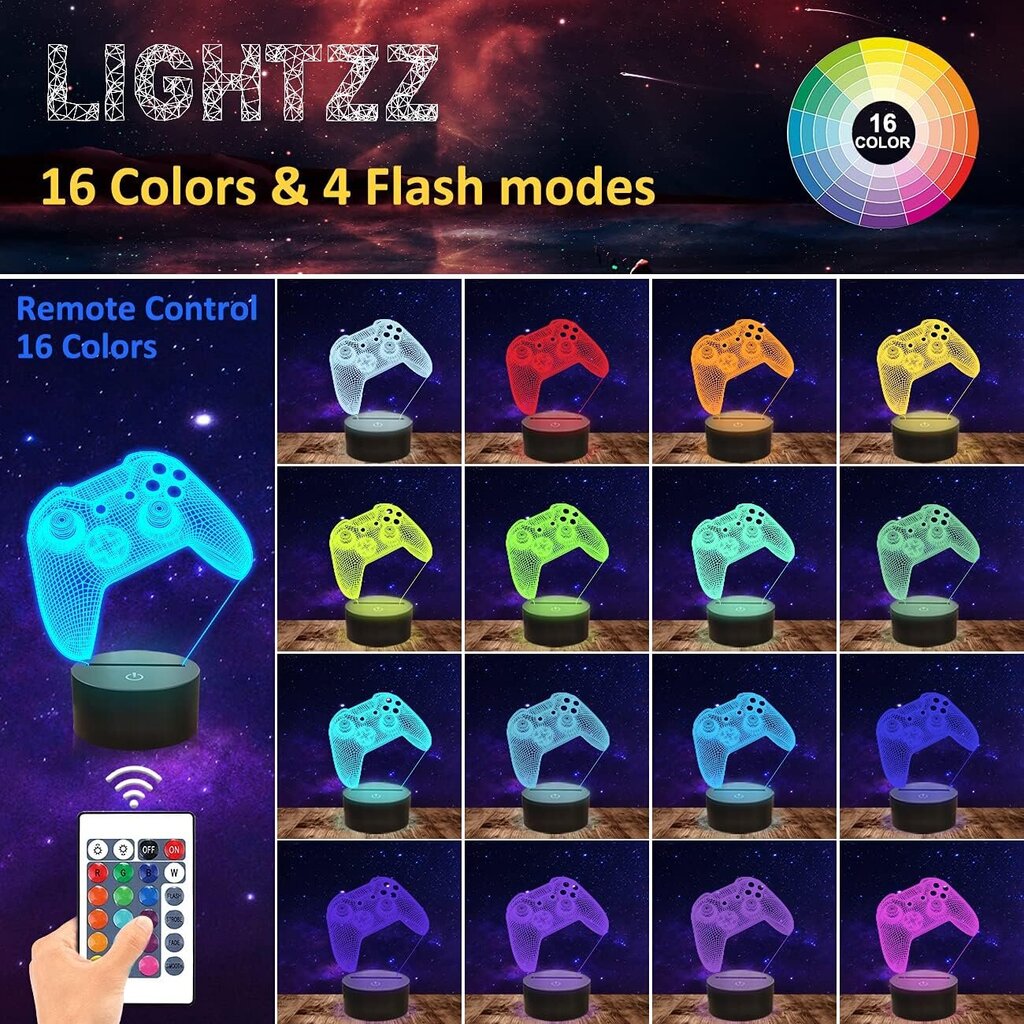 Öövalgus kodukaunistuse lamp "Lightzz" 3D mängupult hind ja info | Lastetoa valgustid | kaup24.ee