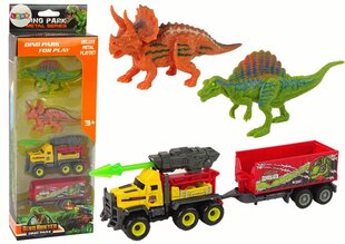 Veoauto ja dinosauruse figuurikomplekt koos haagisega, kollane hind ja info | Poiste mänguasjad | kaup24.ee