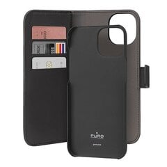 Puro Wallet Detachable iPhone 15 6.1" 2w1 czarny|black PUIPC1561BOOKC3BLK цена и информация | Чехлы для телефонов | kaup24.ee