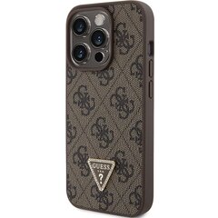 Guess GUHCP15LP4TDPW iPhone 15 Pro 6.1" brązowy|brown hardcase Leather 4G Triangle Strass цена и информация | Чехлы для телефонов | kaup24.ee