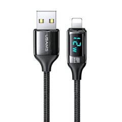 USAMS Kabel pleciony U78 lightning 1.2m LED 2.4A Fast Charging czarny|black SJ543USB01 (US-SJ543) цена и информация | Кабели для телефонов | kaup24.ee