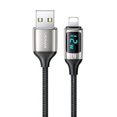 USAMS Kabel pleciony U78 lightning 1.2m LED 2.4A Fast Charging silver black SJ543USB02 (US-SJ543) цена и информация | Кабели для телефонов | kaup24.ee