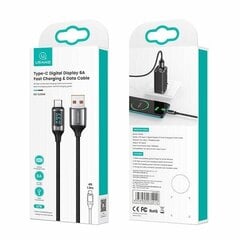 USAMS Kabel pleciony U78 USB-C 1.2m LED 6A Fast Charging biały|white SJ544USB02 (US-SJ544) цена и информация | Кабели для телефонов | kaup24.ee