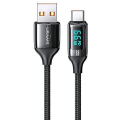 USAMS Kabel pleciony U78 USB-C 1.2m LED 6A Fast Charging czarny|black SJ544USB01 (US-SJ544) цена и информация | Кабели для телефонов | kaup24.ee