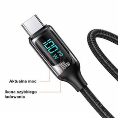 USAMS Kabel pleciony U78 USB-C na USB-C LED 1.2m 100W Fast Charging biały|white SJ546USB02 (US-SJ546) цена и информация | Кабели для телефонов | kaup24.ee