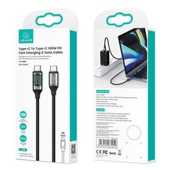 USAMS Kabel pleciony U78 USB-C na USB-C LED 1.2m 100W Fast Charging biały|white SJ546USB02 (US-SJ546) цена и информация | Кабели для телефонов | kaup24.ee