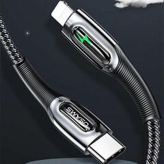 USAMS Kabel pleciony USB-C na Lightning Smart Power-off 20W PD Cable 1.2m czarny|black SJ518USB01 (US-SJ518) цена и информация | Кабели для телефонов | kaup24.ee