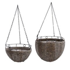 Подвесное кашпо WICKER 2шт D30xH27 / 60cм, D25xH15 / 58cм, тёмно-коричневый цена и информация | Вазоны | kaup24.ee