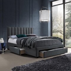 Voodi GRACE 160x200cm, madratsiga HARMONY TOP, tumehall, 165x215xH111cm, MDF, polüesterkangas hind ja info | Voodid | kaup24.ee