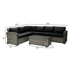 Садовая мебель Geneva - угловой диван и стол, серый цена и информация | Комплекты уличной мебели | kaup24.ee