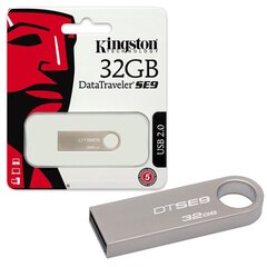 Mälupulk Kingston DataTraveler SE9, 32GB, USB 2.0 , hõbedane hind ja info | Mälupulgad | kaup24.ee