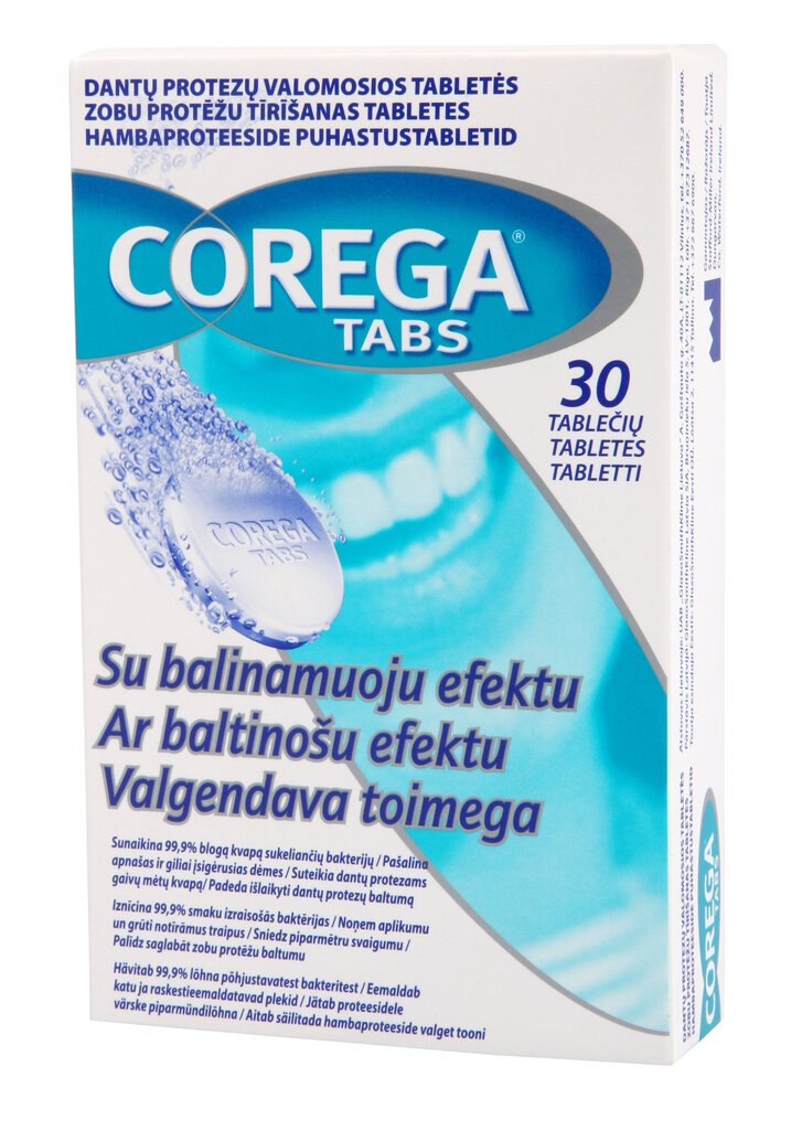 Hambaproteeside puhastustabletid Corega Dental White, 30 tk hind ja info | Suuhügieen | kaup24.ee