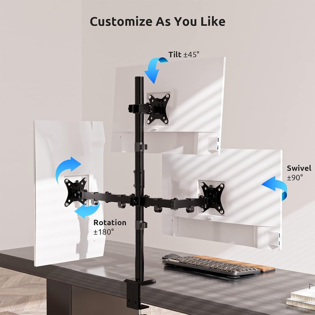 Kinnitus 3 EasyMount, 17-32", Vesa 75x75mm/100x100mm, reguleeritav 9kg ühe klambri kohta цена и информация | Teleri seinakinnitused ja hoidjad | kaup24.ee