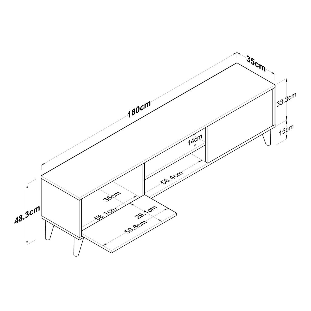 TV alus Asir, 180x49x35 cm, pruun hind ja info | TV alused | kaup24.ee