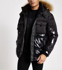 Глянцевая куртка River Island, черная цена и информация | Мужские куртки | kaup24.ee