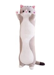 Плюшевая игрушка-подушка Кот, серый, 50 см цена и информация | Мягкие игрушки | kaup24.ee