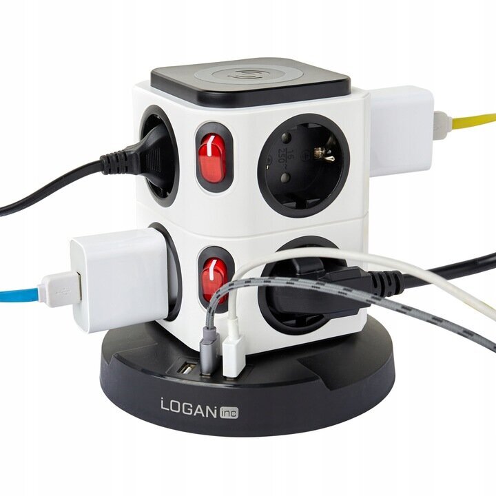 Pikendusjuhe Logan koos juhtmevaba laadija ja USB-ga, 2 m цена и информация | Pikendusjuhtmed, kaablid | kaup24.ee