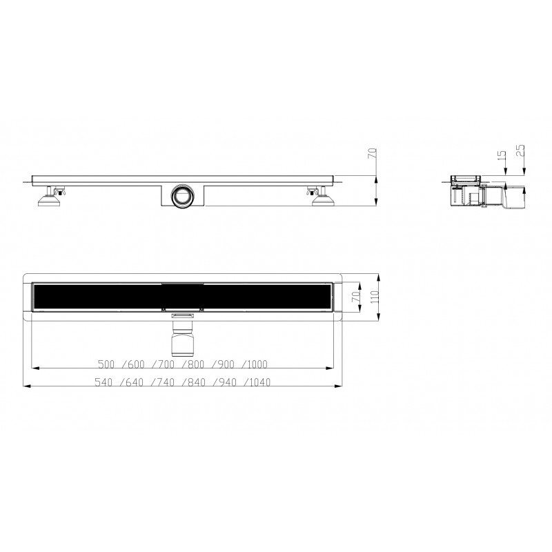 Dušširenn Sleek 600 mm, klaasrest, must цена и информация | Duširennid | kaup24.ee