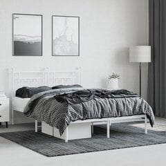 vidaXL metallist voodiraam peatsiga, valge, 150x200 cm hind ja info | Voodid | kaup24.ee