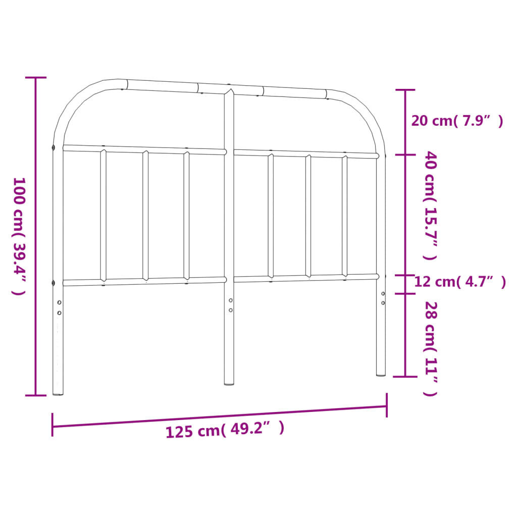 vidaXL metallist voodipeats, valge, 120 cm цена и информация | Voodid | kaup24.ee