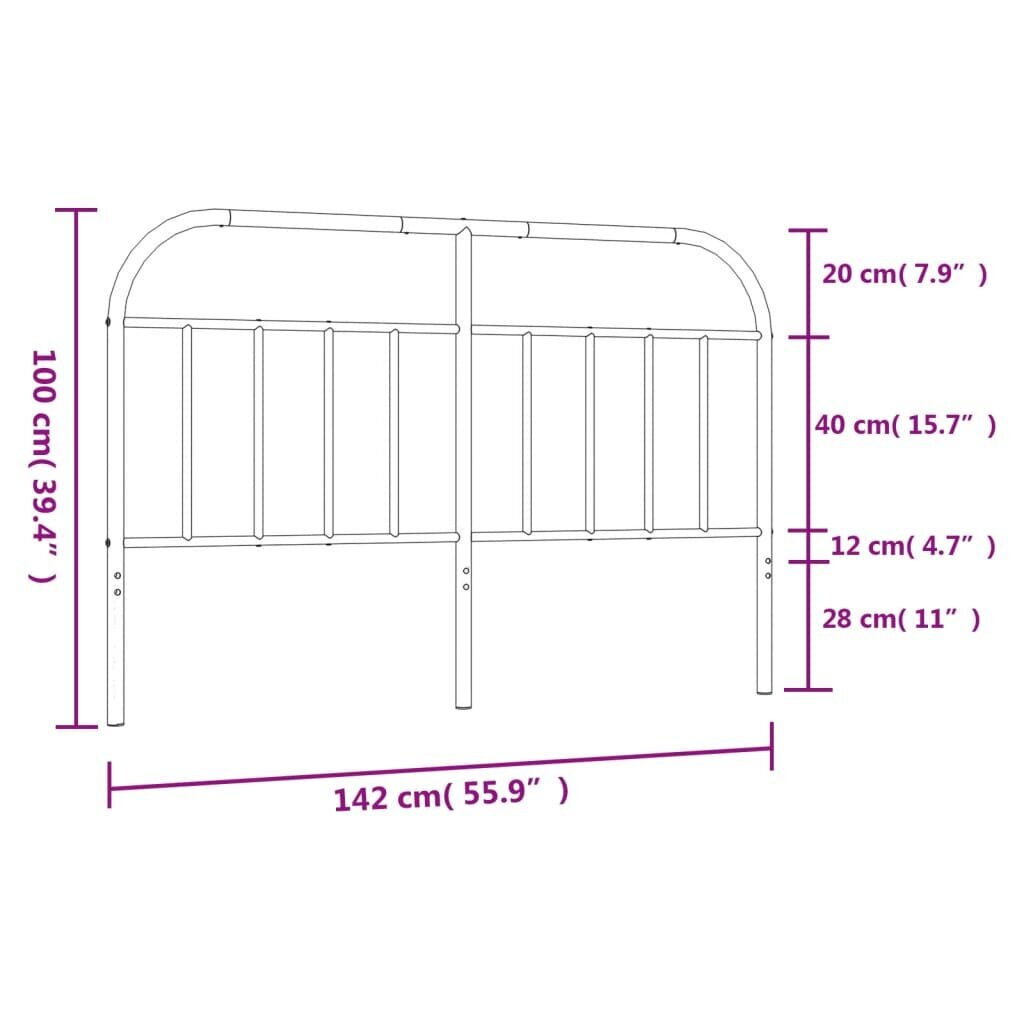 vidaXL metallist voodipeats, valge, 135 cm hind ja info | Voodid | kaup24.ee