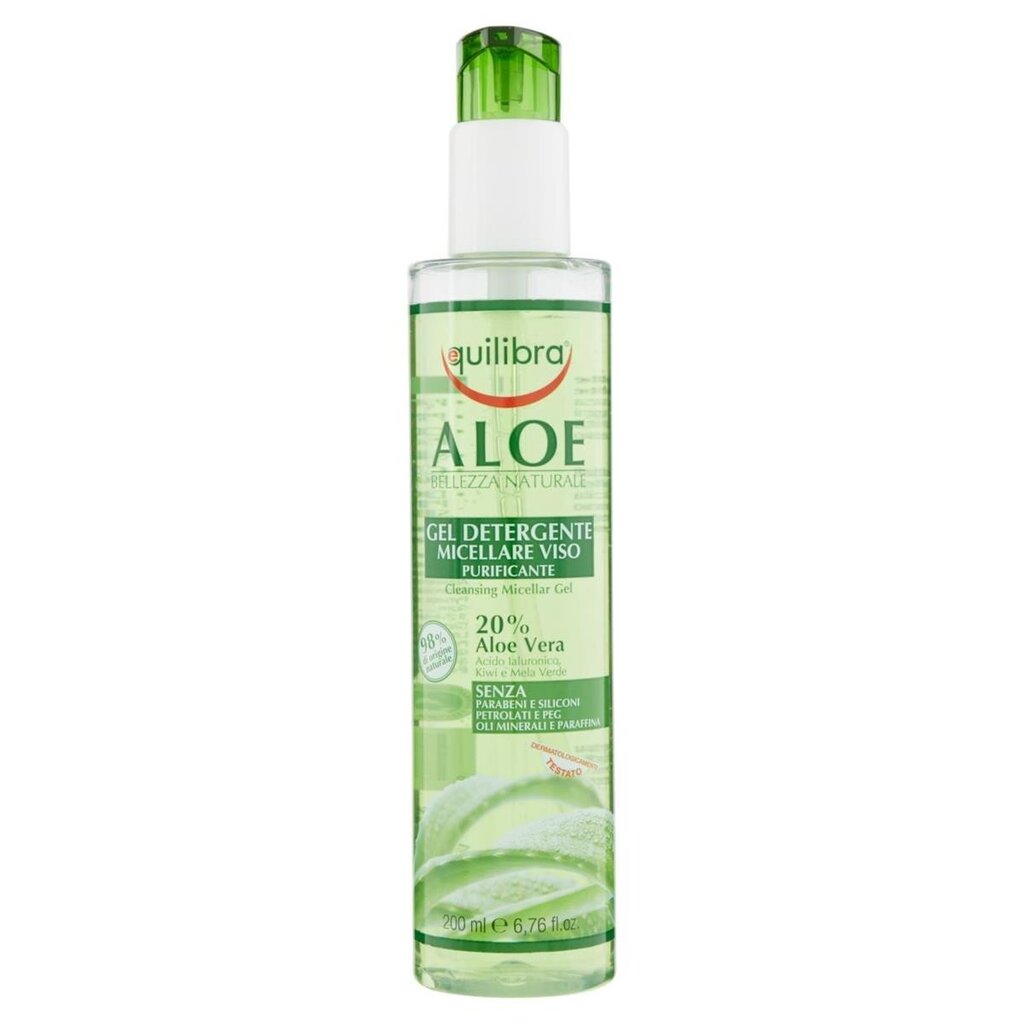 Mitsellaargeel aaloeekstraktiga Equilibra Aloe Cleansing Micellar Gel 200 ml hind ja info | Näopuhastusvahendid | kaup24.ee