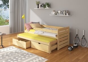 Lastevoodi ADRK Furniture Tomi küljekaitsega, 90x200 cm, pruun hind ja info | Lastevoodid | kaup24.ee