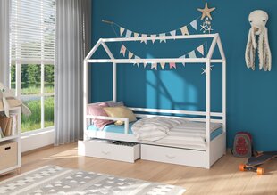 Voodi Adrk Furniture Rose koos küljekaitsega, 90x200 cm, valge цена и информация | Детские кровати | kaup24.ee