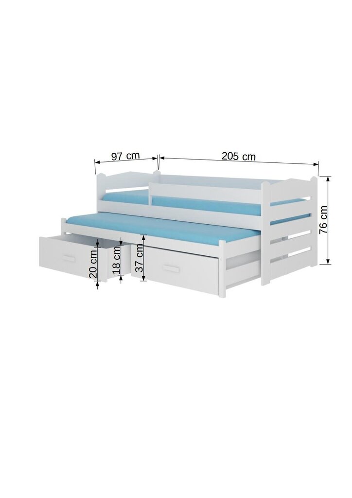 Lastevoodi Adrk Furniture Tiarro koos küljekaitsega, 90x200 cm, roosa/pruun цена и информация | Lastevoodid | kaup24.ee