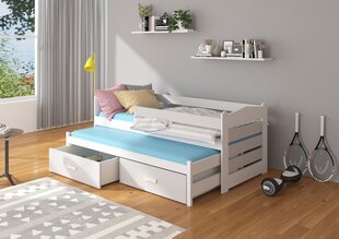 Lastevoodi Adrk Furniture Tiarro koos küljekaitsega, 90x200 cm, valge/hall цена и информация | Детские кровати | kaup24.ee