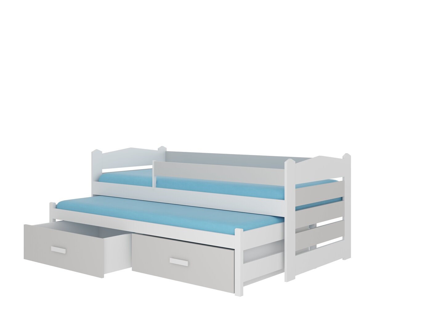 Lastevoodi Adrk Furniture Tiarro koos küljekaitsega, 90x200 cm, valge/hall цена и информация | Lastevoodid | kaup24.ee
