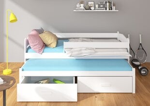 Lastevoodi Adrk Furniture Tiarro koos küljekaitsega 90x200 cm, valge/pruun hind ja info | Lastevoodid | kaup24.ee