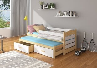 Lastevoodi Adrk Furniture Tiarro koos küljekaitsega 90x200 cm, valge/pruun цена и информация | Детские кровати | kaup24.ee