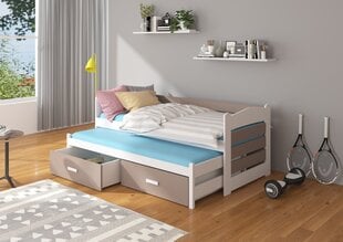 Lastevoodi Adk Furniture Tiarro, 90x200 cm, valge/hall hind ja info | Lastevoodid | kaup24.ee